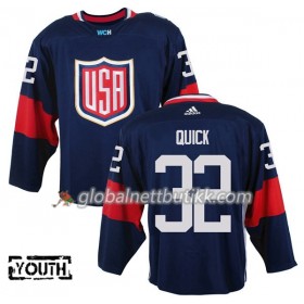 USA Hockeydrakt Jonathan Quick 32 World Cup i ishockey 2016 Blå Premier - Barn